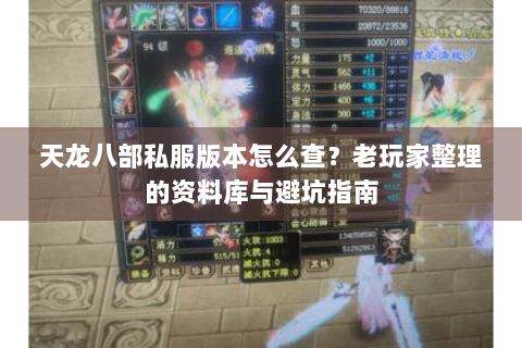 天龙八部私服版本怎么查?老玩家整理的资料库与避坑指南 天龙八部私服版本怎么查?老玩家整理的资料库与避坑指南