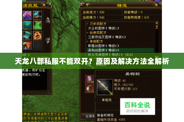 天龙八部私服不能双开?原因及解决方法全解析 天龙八部私服不能双开?原因及解决方法全解析