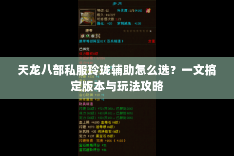天龙八部私服玲珑辅助怎么选？一文搞定版本与玩法攻略
