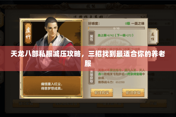 天龙八部私服减压攻略，三招找到最适合你的养老服