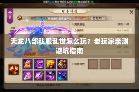 天龙八部私服乱世怎么玩?老玩家亲测避坑指南 天龙八部私服乱世怎么玩?老玩家亲测避坑指南