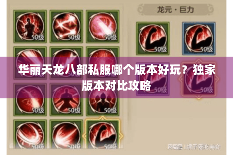 华丽天龙八部私服哪个版本好玩?独家版本对比攻略 华丽天龙八部私服哪个版本好玩?独家版本对比攻略