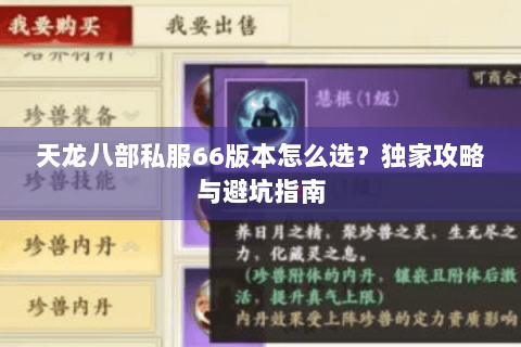 天龙八部私服66版本怎么选？独家攻略与避坑指南
