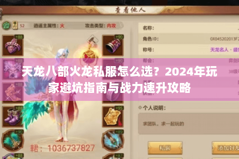 天龙八部火龙私服怎么选？2024年玩家避坑指南与战力速升攻略