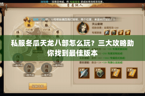 私服冬瓜天龙八部怎么玩?三大攻略助你找到最佳版本 私服冬瓜天龙八部怎么玩?三大攻略助你找到最佳版本