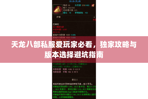 天龙八部私服爱玩家必看,独家攻略与版本选择避坑指南 天龙八部私服爱玩家必看,独家攻略与版本选择避坑指南