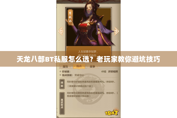 天龙八部BT私服怎么选？老玩家教你避坑技巧