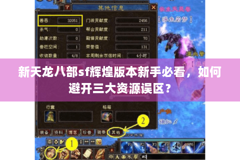 新天龙八部sf辉煌版本新手必看,如何避开三大资源误区? 新天龙八部sf辉煌版本新手必看,如何避开三大资源误区?
