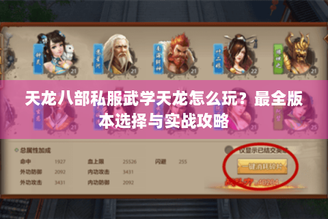 天龙八部私服武学天龙怎么玩？最全版本选择与实战攻略