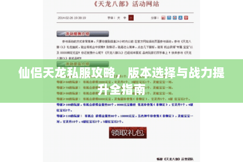 仙侣天龙私服攻略，版本选择与战力提升全指南