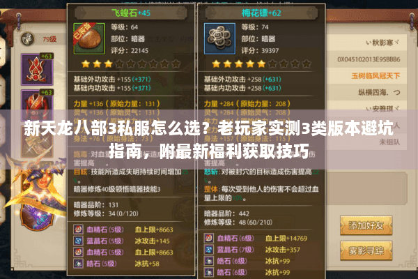 新天龙八部3私服怎么选?老玩家实测3类高人气版本+避坑全攻略 新天龙八部3私服怎么选?老玩家实测3类高人气版本+避坑全攻略