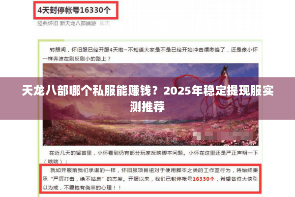 天龙八部哪个私服能赚钱？2025年稳定提现服实测推荐