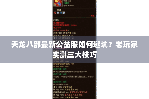 天龙八部最新公益服如何避坑？老玩家实测三大技巧