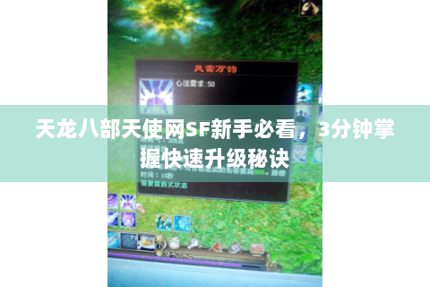 天龙八部天使网SF新手必看，3分钟掌握快速升级秘诀