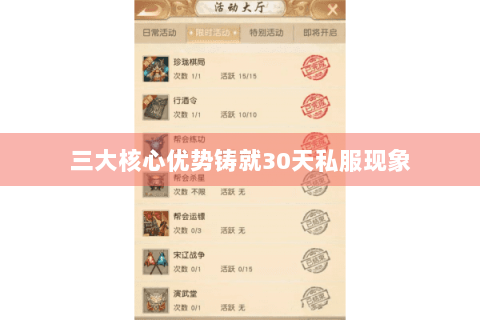 三大核心优势铸就30天私服现象