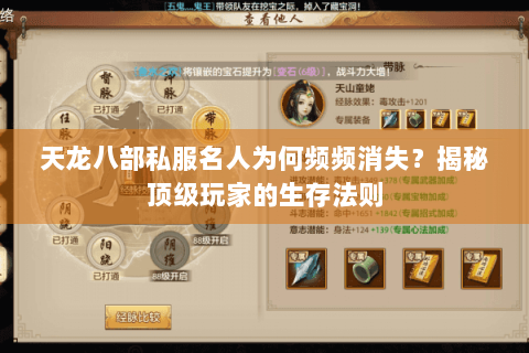 天龙八部私服名人为何频频消失？揭秘顶级玩家的生存法则
