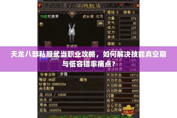 天龙八部私服武当职业攻略,如何解决技能真空期与低容错率痛点? 天龙八部私服武当职业攻略,如何解决技能真空期与低容错率痛点?