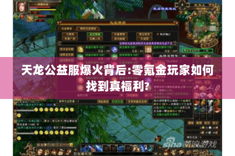 天龙公益服爆火背后:零氪金玩家如何找到真福利? 天龙公益服爆火背后:零氪金玩家如何找到真福利?