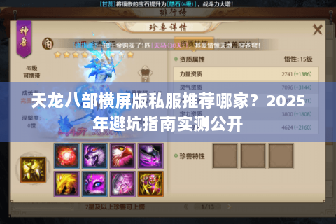 天龙八部横屏版私服推荐哪家？2025年避坑指南实测公开