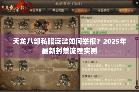 天龙八部私服泛滥如何举报?2025年最新封禁流程实测 天龙八部私服泛滥如何举报?2025年最新封禁流程实测