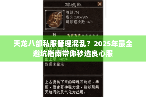 天龙八部私服管理混乱?2025年最全避坑指南带你秒选良心服 天龙八部私服管理混乱?2025年最全避坑指南带你秒选良心服