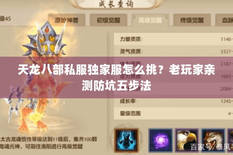 天龙八部私服独家服怎么挑？老玩家亲测防坑五步法