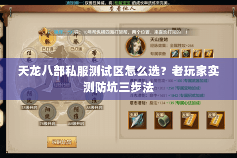 天龙八部私服测试区怎么选?老玩家实测防坑三步法 天龙八部私服测试区怎么选?老玩家实测防坑三步法