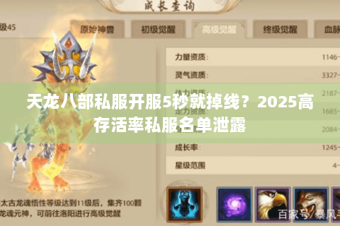 天龙八部私服开服5秒就掉线?2025高存活率私服名单泄露 天龙八部私服开服5秒就掉线?2025高存活率私服名单泄露