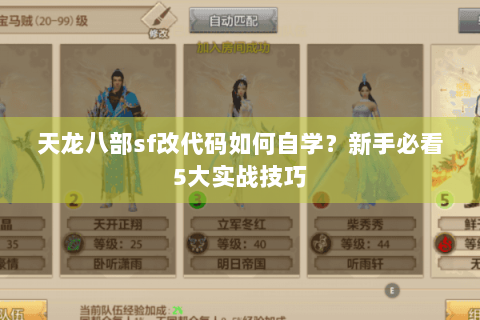 天龙八部sf改代码如何自学?新手必看5大实战技巧 天龙八部sf改代码如何自学?新手必看5大实战技巧