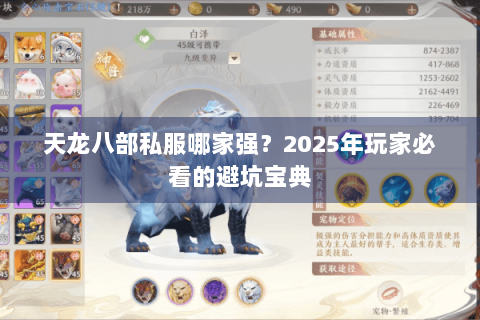 天龙八部私服哪家强？2025年玩家必看的避坑宝典