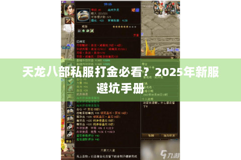 天龙八部私服打金必看?2025年新服避坑手册 天龙八部私服打金必看?2025年新服避坑手册