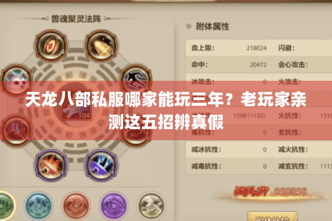 天龙八部私服哪家能玩三年？老玩家亲测这五招辨真假