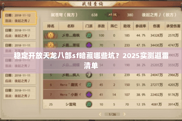 稳定开放天龙八部sf暗藏哪些坑？2025实测避雷清单