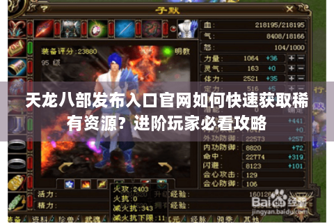 天龙八部发布入口官网如何快速获取稀有资源？进阶玩家必看攻略