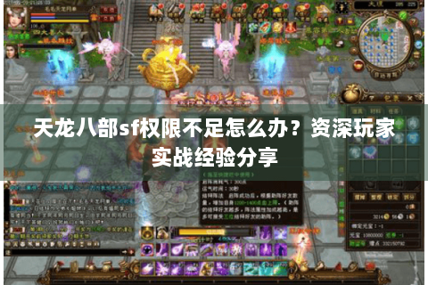 天龙八部sf权限不足怎么办？资深玩家实战经验分享