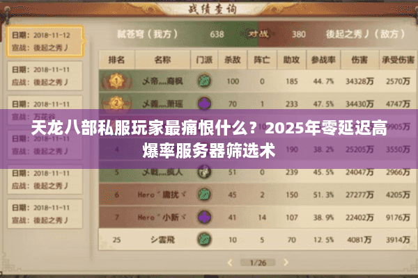 天龙八部私服玩家最痛恨什么?2025年零延迟高爆率服务器筛选术 天龙八部私服玩家最痛恨什么?2025年零延迟高爆率服务器筛选术