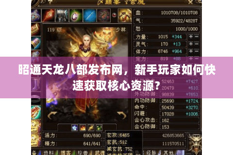 昭通天龙八部发布网，新手玩家如何快速获取核心资源？