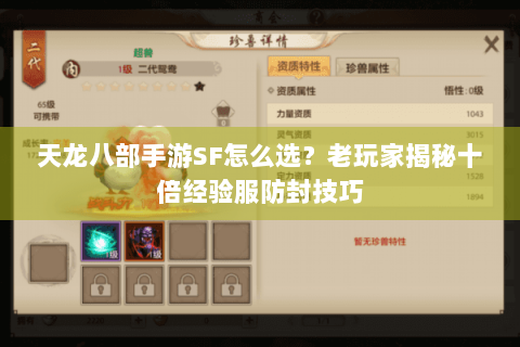 天龙八部手游SF怎么选？老玩家揭秘十倍经验服防封技巧