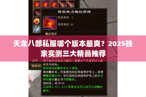 天龙八部私服哪个版本最爽?2025独家实测三大精品推荐 天龙八部私服哪个版本最爽?2025独家实测三大精品推荐