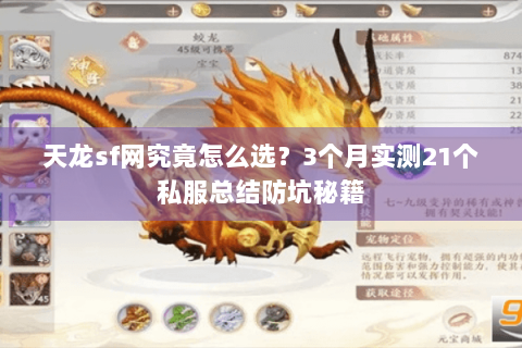天龙sf网究竟怎么选？3个月实测21个私服总结防坑秘籍