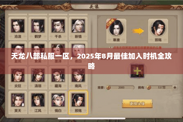天龙八部私服一区，2025年8月最佳加入时机全攻略