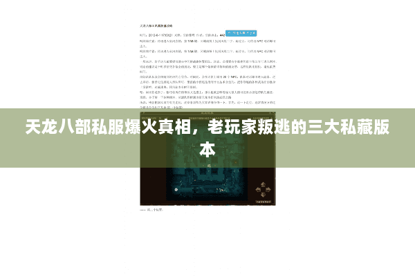 天龙八部私服爆火真相，老玩家叛逃的三大私藏版本