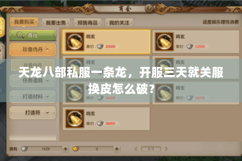 天龙八部私服一条龙,开服三天就关服换皮怎么破? 天龙八部私服一条龙,开服三天就关服换皮怎么破?