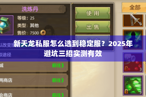 新天龙私服怎么选到稳定服?2025年避坑三招实测有效 新天龙私服怎么选到稳定服?2025年避坑三招实测有效