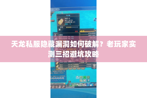 天龙私服隐藏漏洞如何破解？老玩家实测三招避坑攻略