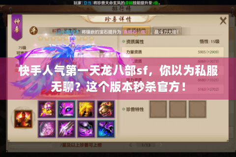 快手人气第一天龙八部sf，你以为私服无聊？这个版本秒杀官方！