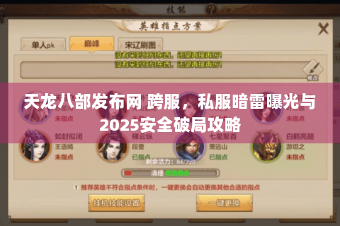 天龙八部发布网 跨服，私服暗雷曝光与2025安全破局攻略