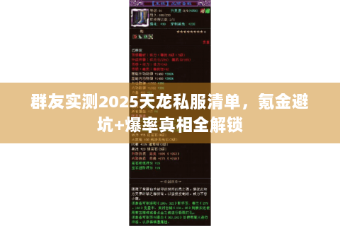 群友实测2025天龙私服清单，氪金避坑+爆率真相全解锁