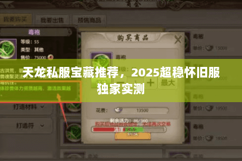 天龙私服宝藏推荐,2025超稳怀旧服独家实测 天龙私服宝藏推荐,2025超稳怀旧服独家实测
