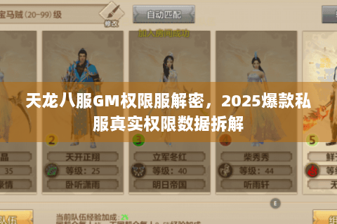 天龙八服GM权限服解密，2025爆款私服真实权限数据拆解